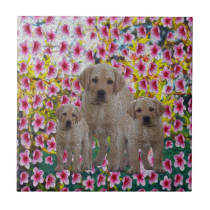 Labrador Puppies Oil Paint, Fliese