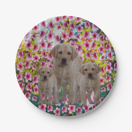Labrador Puppies Oil Paint, Pappteller (Vorderseite)