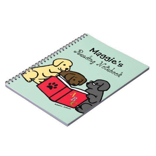 Labrador Puppies Reading Notebook Notizblock (Linke Seite)