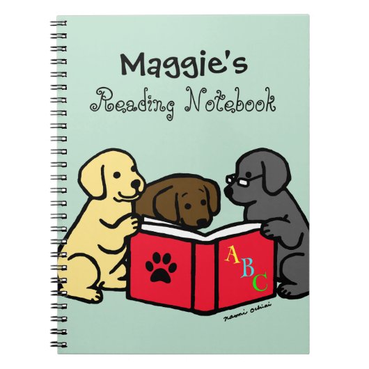 Labrador Puppies Reading Notebook Notizblock (Vorderseite)
