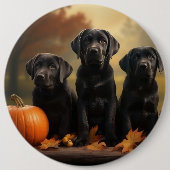 Labrador Puppy Autumn Delight Pumpkin Button (Vorderseite)