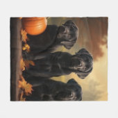 Labrador Puppy Autumn Delight Pumpkin Fleecedecke (Vorderseite (Horizontal))