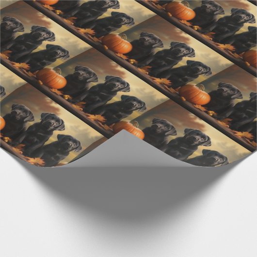 Labrador Puppy Autumn Delight Pumpkin Geschenkpapier (Ecke)