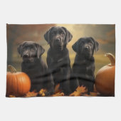 Labrador Puppy Autumn Delight Pumpkin Geschirrtuch (Horizontal)