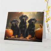 Labrador Puppy Autumn Delight Pumpkin Karte (Gelbe Blume)