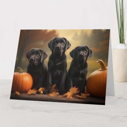 Labrador Puppy Autumn Delight Pumpkin Karte (Vorderseite)