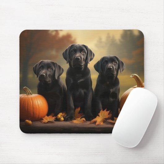 Labrador Puppy Autumn Delight Pumpkin Mousepad (Mit Mouse)