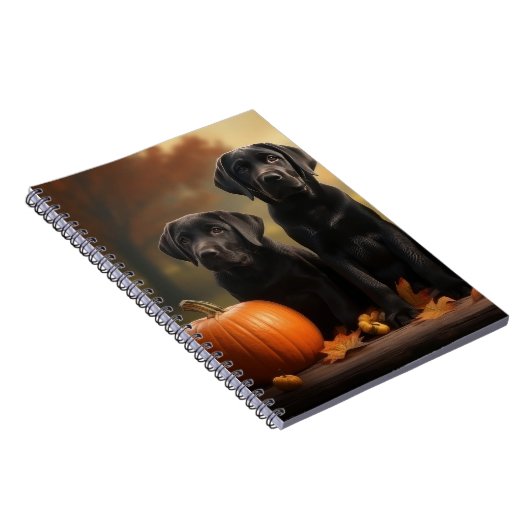 Labrador Puppy Autumn Delight Pumpkin Notizblock (Rechte Seite)