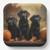 Labrador Puppy Autumn Delight Pumpkin Pappteller (Vorderseite)
