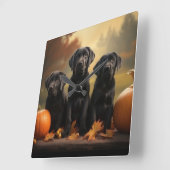 Labrador Puppy Autumn Delight Pumpkin Quadratische Wanduhr (Winkel)