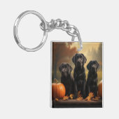 Labrador Puppy Autumn Delight Pumpkin Schlüsselanhänger (Vorderseite links)