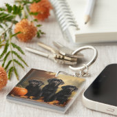 Labrador Puppy Autumn Delight Pumpkin Schlüsselanhänger (Vorderseite rechts)