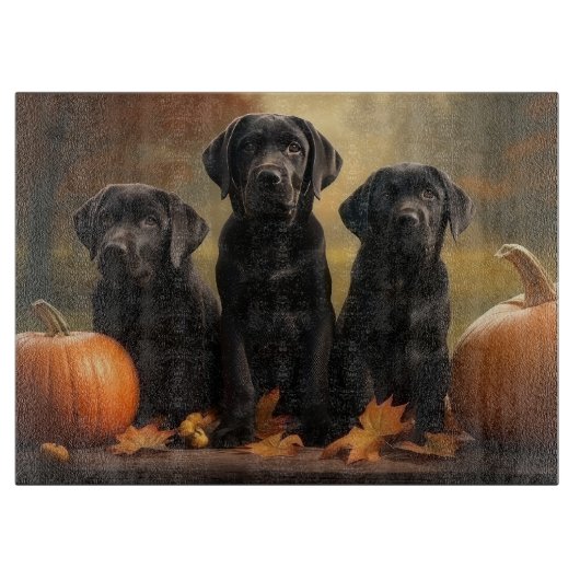Labrador Puppy Autumn Delight Pumpkin Schneidebrett (Vorderseite)