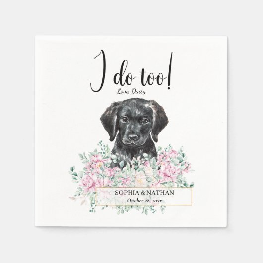 Labrador Puppy Dog Wedding Cocktail Napkins Serviette (Vorderseite)