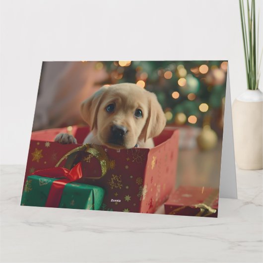 Labrador Puppy Geschenkboxen Weihnachtskarte Karte (Rückseite)