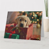 Labrador Puppy Geschenkboxen Weihnachtskarte Karte (Vorderseite)
