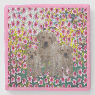 Labrador Puppy Oil Paint, Steinuntersetzer