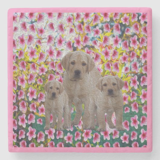 Labrador Puppy Oil Paint, Steinuntersetzer (Vorderseite)