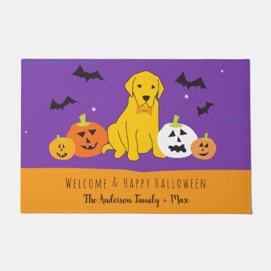 Labrador Puppy Pumpkin Halloween Willkommenstür Fußmatte (Vorderseite)