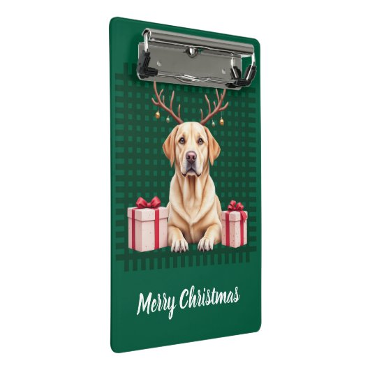 Labrador Reindeer Mini Klemmbrett (Schrägansicht)