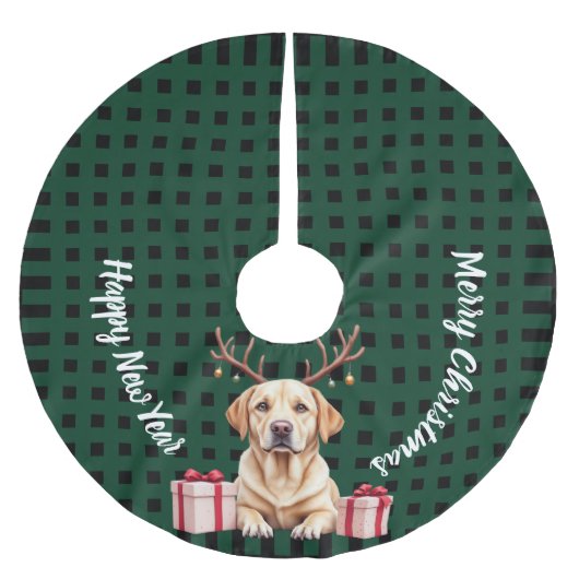 Labrador Reindeer Polyester Weihnachtsbaumdecke (Vorderseite)