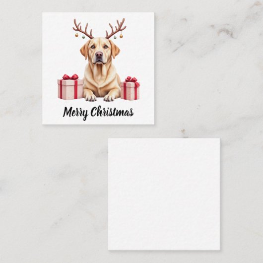 Labrador Reindeer Quadratische Visitenkarte (Vorne/Hinten)