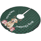Labrador-Rentier Polyester Weihnachtsbaumdecke (Schrägansicht)