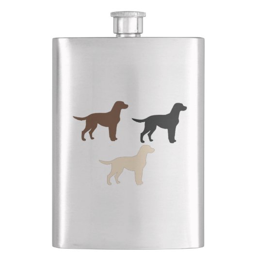 Labrador Retrieve alle Silhouetten Flachmann (Vorderseite)