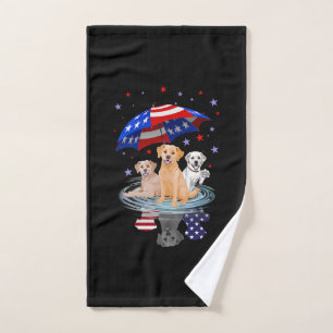 Labrador Retriever American Flag Shadow Handtuch