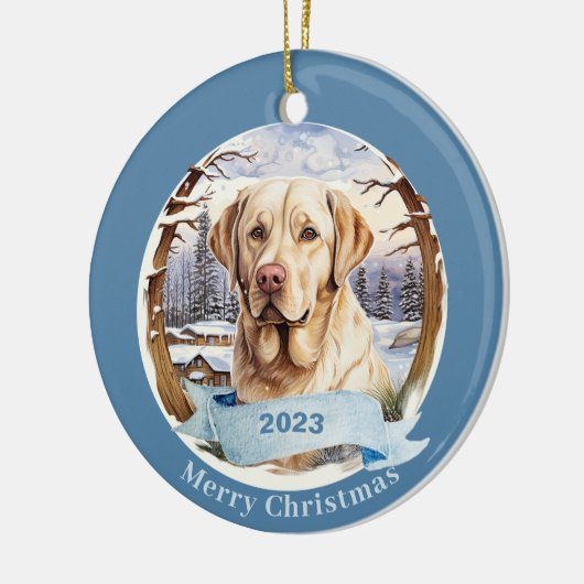 Labrador Retriever Aquareller Hundekunst Keramik Ornament (Links)