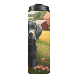 Labrador Retriever auf dem Bauernhof Thermosbecher