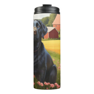 Labrador Retriever auf dem Bauernhof Thermosbecher