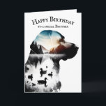 Labrador Retriever Birthday for Brother Karte<br><div class="desc">Doppelte Belichtung einer Labrador Retriever Profil Silhouette mit Enten und einer Bergszene abgeschieden auf weißem Hintergrund. Der Text ist bearbeitbar.</div>
