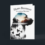 Labrador Retriever Birthday for Brother Karte<br><div class="desc">Doppelte Belichtung einer Labrador Retriever Profil Silhouette mit Enten und einer Bergszene abgeschieden auf weißem Hintergrund. Der Text ist bearbeitbar.</div>