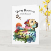 Labrador Retriever Birthday for Husband Karte (Gelbe Blume)