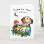 Labrador Retriever Birthday for Husband Karte<br><div class="desc">Watercolor Doppelexposition einer Labrador Retriever Profil Silhouette mit mallard Enten abgeschieden auf weißem Hintergrund. Der Text ist bearbeitbar.</div>