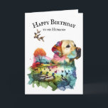 Labrador Retriever Birthday for Husband Karte<br><div class="desc">Watercolor Doppelexposition einer Labrador Retriever Profil Silhouette mit mallard Enten abgeschieden auf weißem Hintergrund. Der Text ist bearbeitbar.</div>