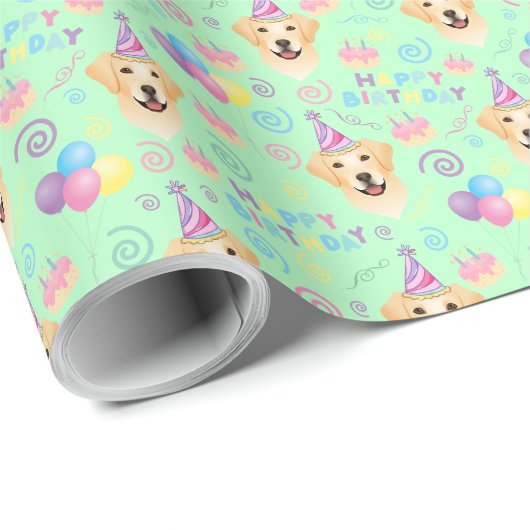 Labrador Retriever Birthday Gift Wrapping Paper Geschenkpapier (Rolleneckpunkt)