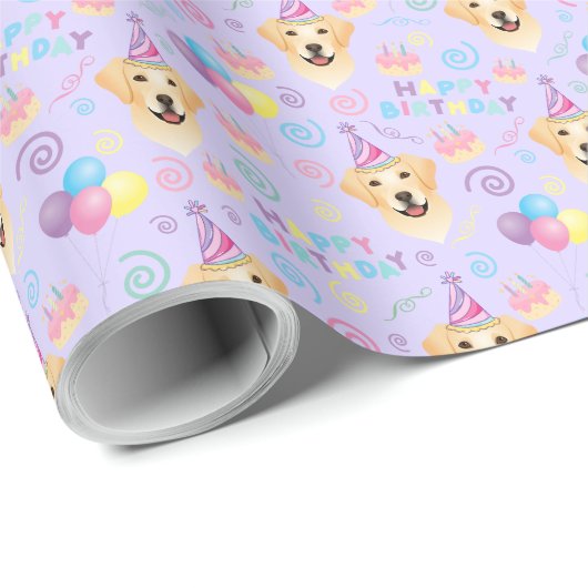 Labrador Retriever Birthday Gift Wrapping Paper Geschenkpapier (Rolleneckpunkt)