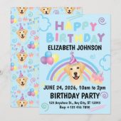 Labrador Retriever Birthday Invitation Blue Einladung (Vorne/Hinten)