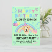 Labrador Retriever Birthday Invitation Green Einladung (Stehend Vorderseite)