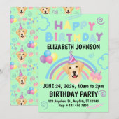 Labrador Retriever Birthday Invitation Green Einladung (Vorne/Hinten)