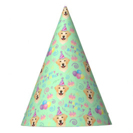 Labrador Retriever Birthday Party Hat Green Partyhütchen
