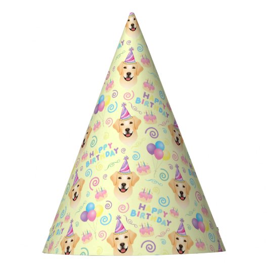 Labrador Retriever Birthday Party Hat Yellow Partyhütchen (Vorderseite)