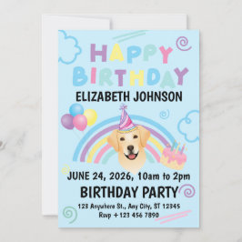 Labrador Retriever Birthday Party Invitation Blue Einladung