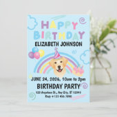 Labrador Retriever Birthday Party Invitation Blue Einladung (Stehend Vorderseite)