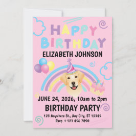 Labrador Retriever Birthday Party Invitation Pink Einladung