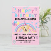 Labrador Retriever Birthday Party Invitation Pink Einladung (Stehend Vorderseite)