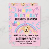 Labrador Retriever Birthday Party Invitation Pink Einladung (Vorne/Hinten)