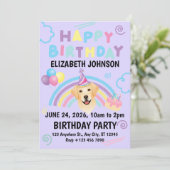 Labrador Retriever Birthday Party Invitation Purpl Einladung (Stehend Vorderseite)